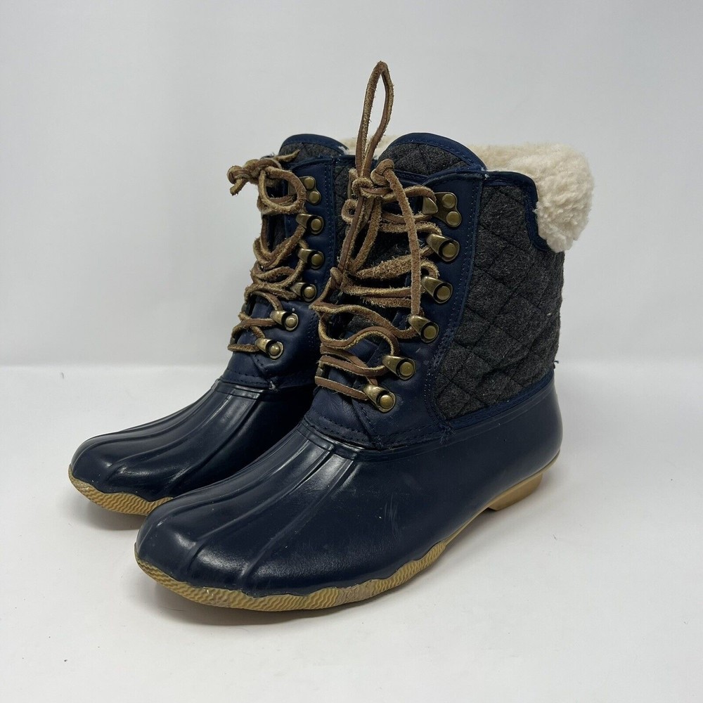 Sperry for J CREW Wool Lined Shearwater Navy / Duck Boots Women’s Size 8